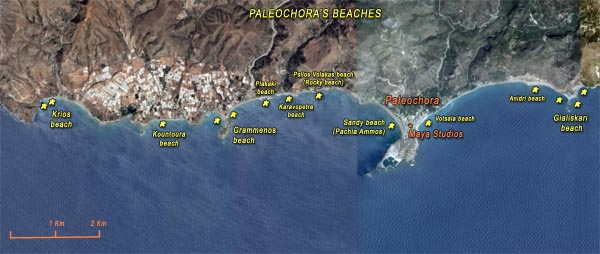 Map of Paleochora Beaches